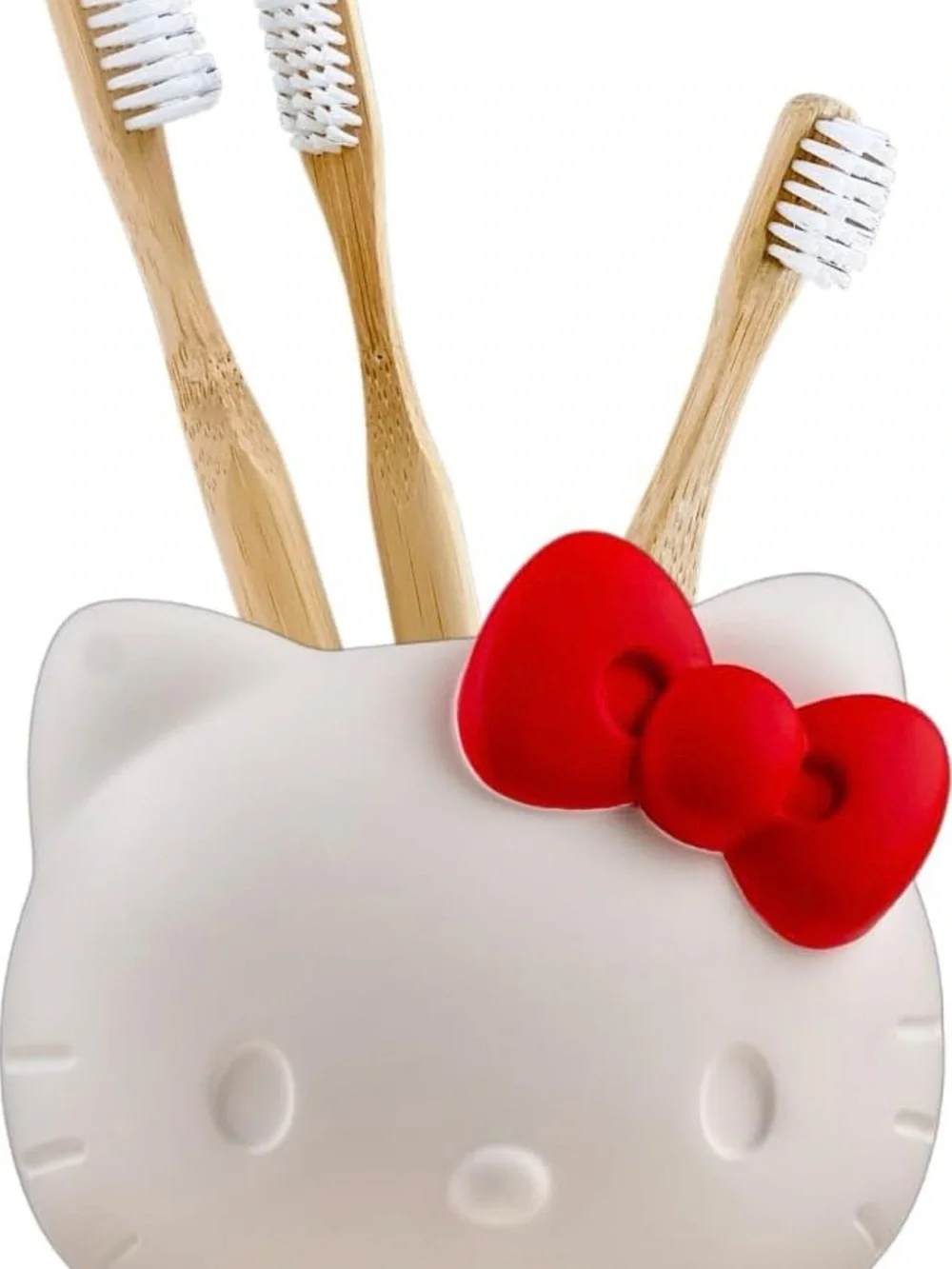 Hello Kitty White Toothbrush Holder with Red Bow Wall-Mountable Bath Organizer